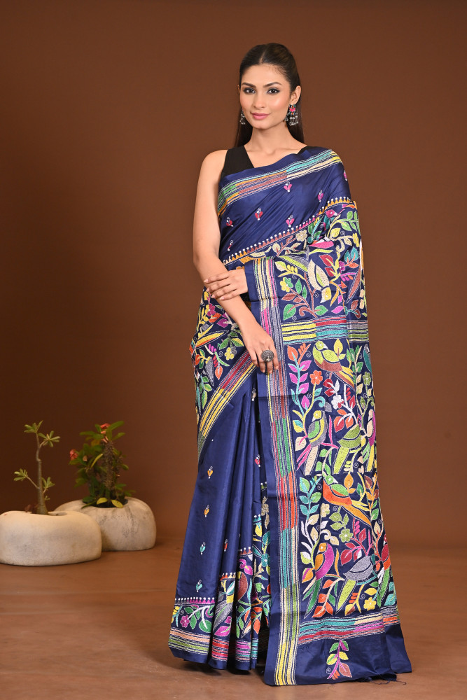 PURE SILK KANTHA SAREE