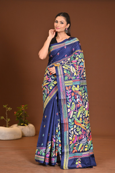 PURE SILK KANTHA SAREE