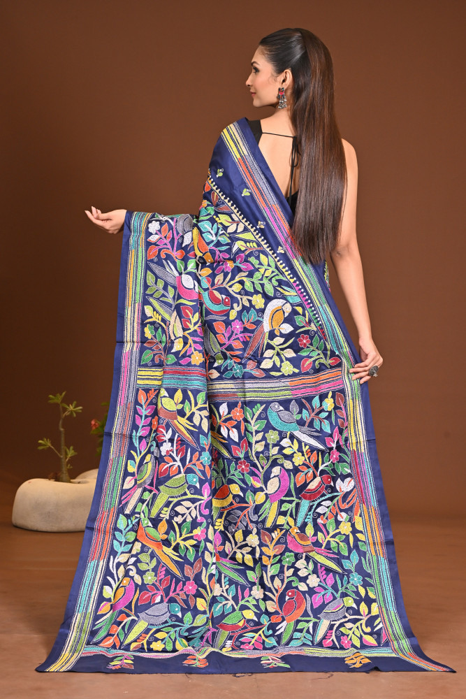 PURE SILK KANTHA SAREE