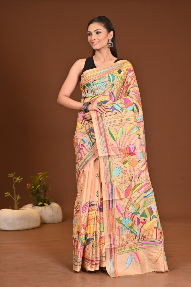 PURE SILK KANTHA SAREE