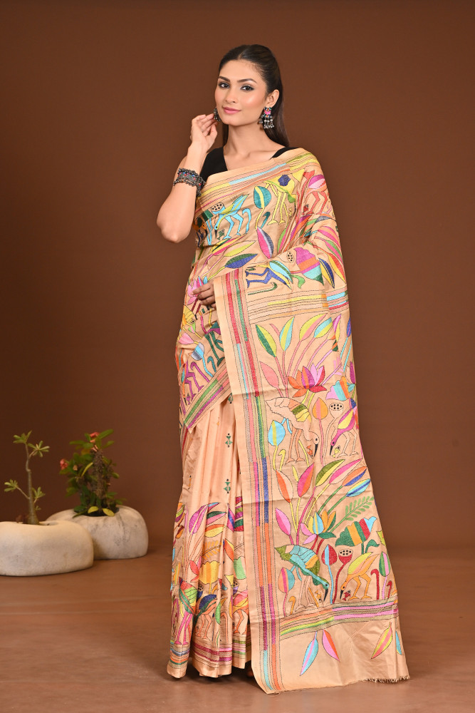 PURE SILK KANTHA SAREE