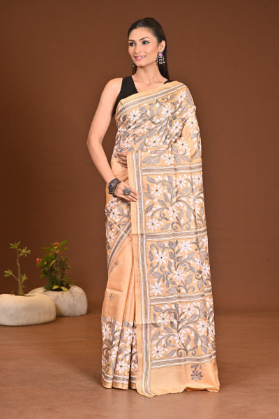PURE SILK KANTHA SAREE