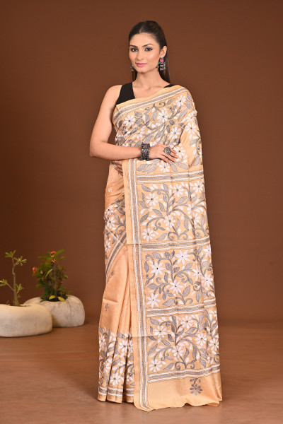 PURE SILK KANTHA SAREE
