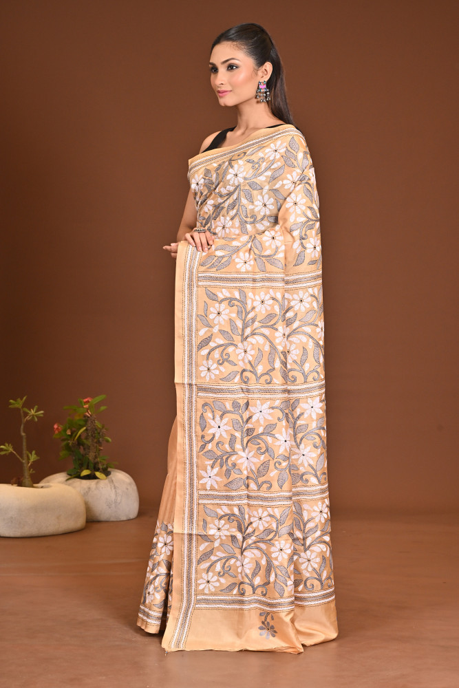 PURE SILK KANTHA SAREE