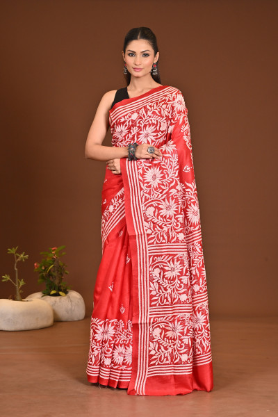 PURE SILK KANTHA SAREE