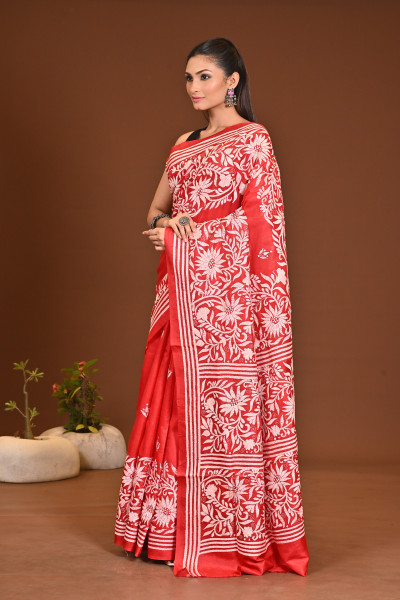 PURE SILK KANTHA SAREE
