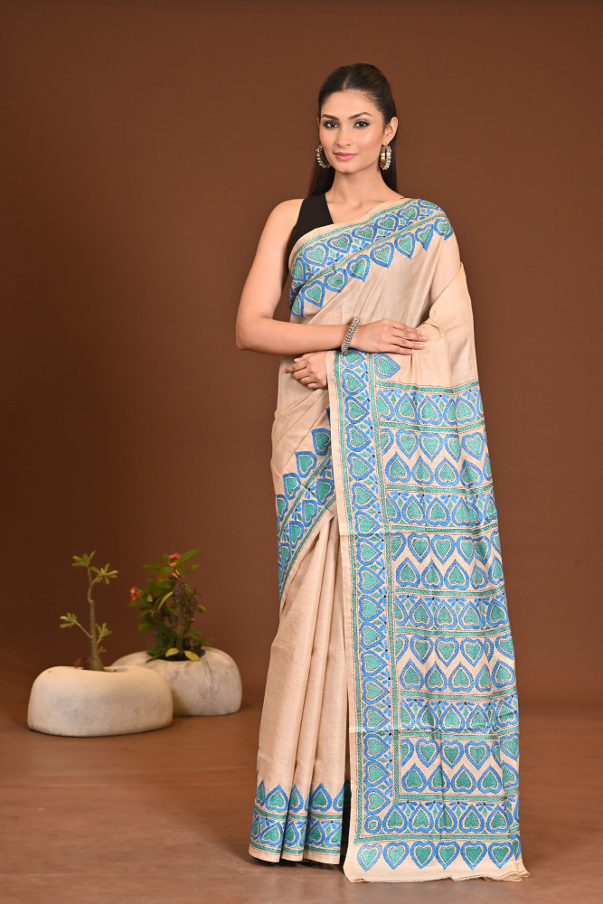 Image of PURE SILK KANTHA SAREE