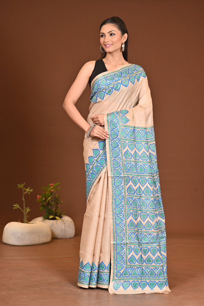 PURE SILK KANTHA SAREE