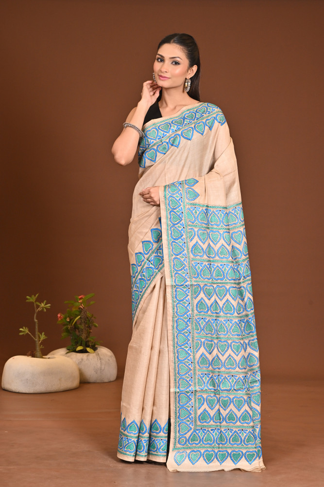 PURE SILK KANTHA SAREE