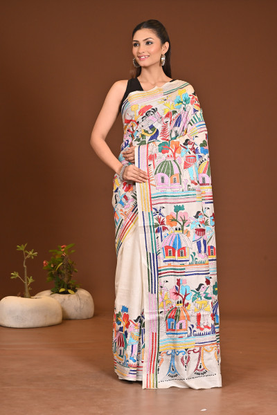 PURE SILK KANTHA SAREE