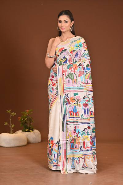 PURE SILK KANTHA SAREE