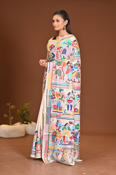 PURE SILK KANTHA SAREE