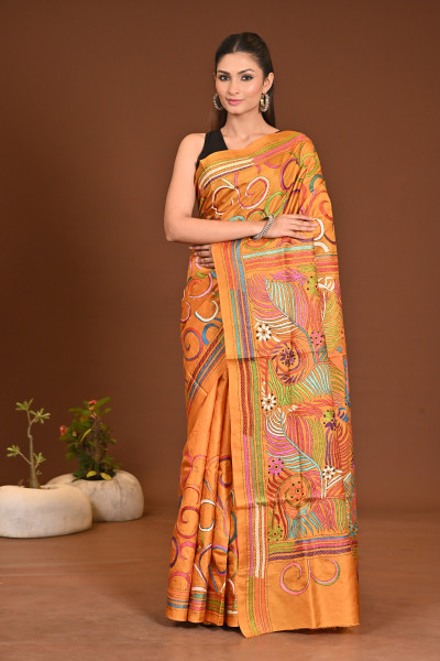 PURE SILK KANTHA SAREE