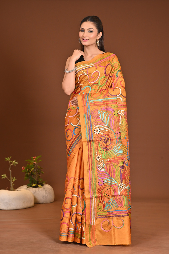 PURE SILK KANTHA SAREE