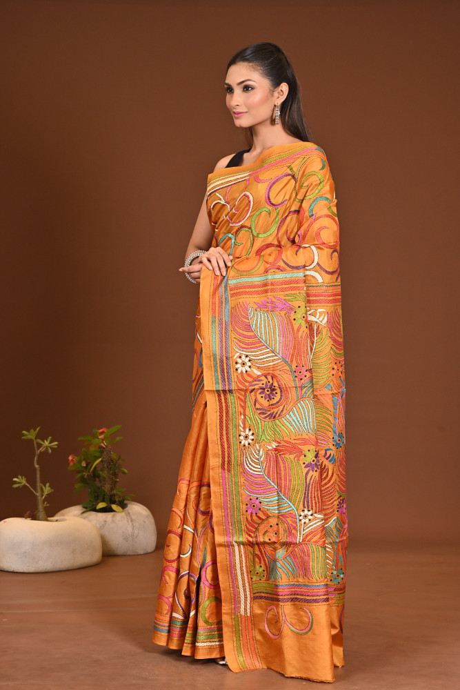 PURE SILK KANTHA SAREE
