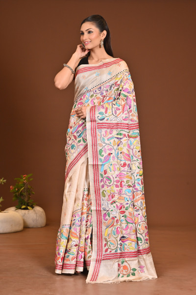 PURE SILK KANTHA SAREE