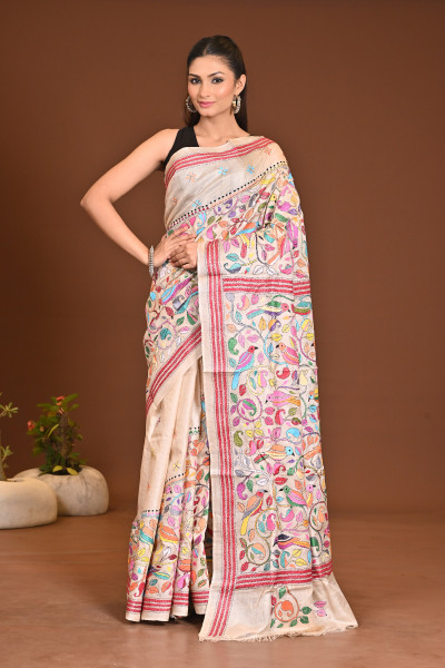 PURE SILK KANTHA SAREE