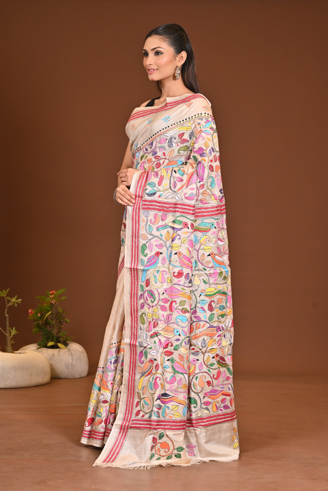 PURE SILK KANTHA SAREE