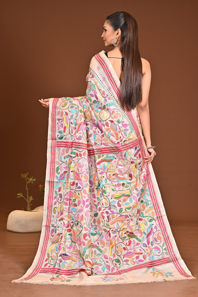 PURE SILK KANTHA SAREE