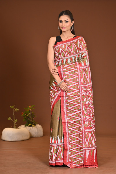 PURE SILK KANTHA SAREE
