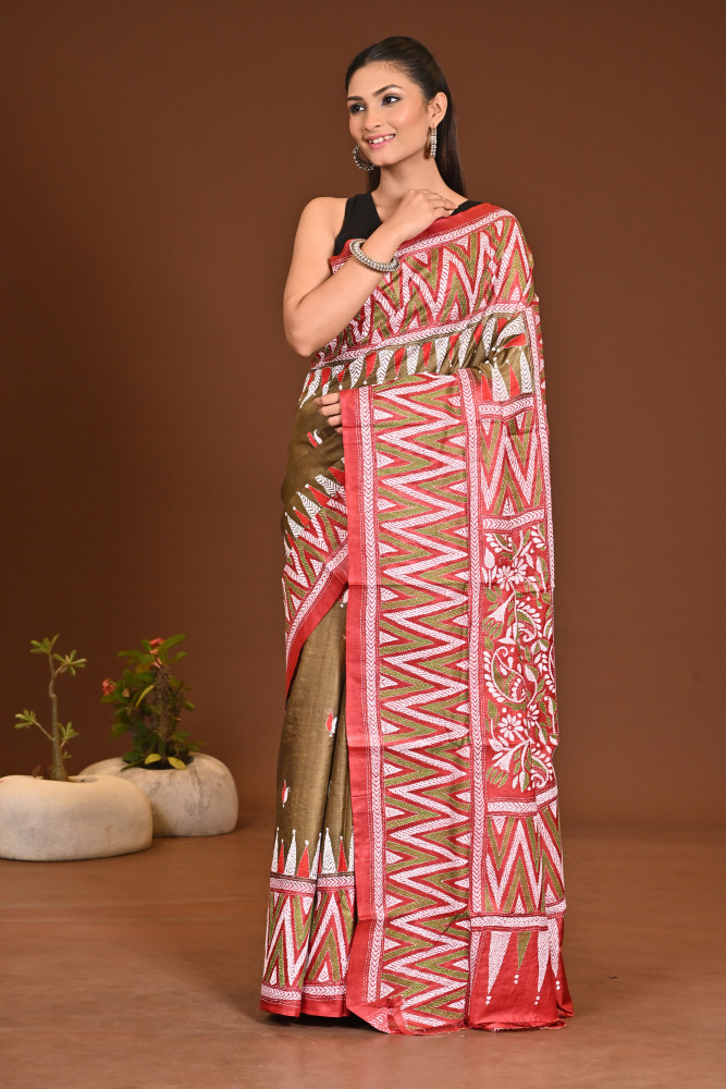 PURE SILK KANTHA SAREE