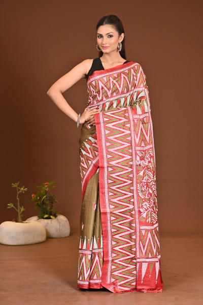 PURE SILK KANTHA SAREE