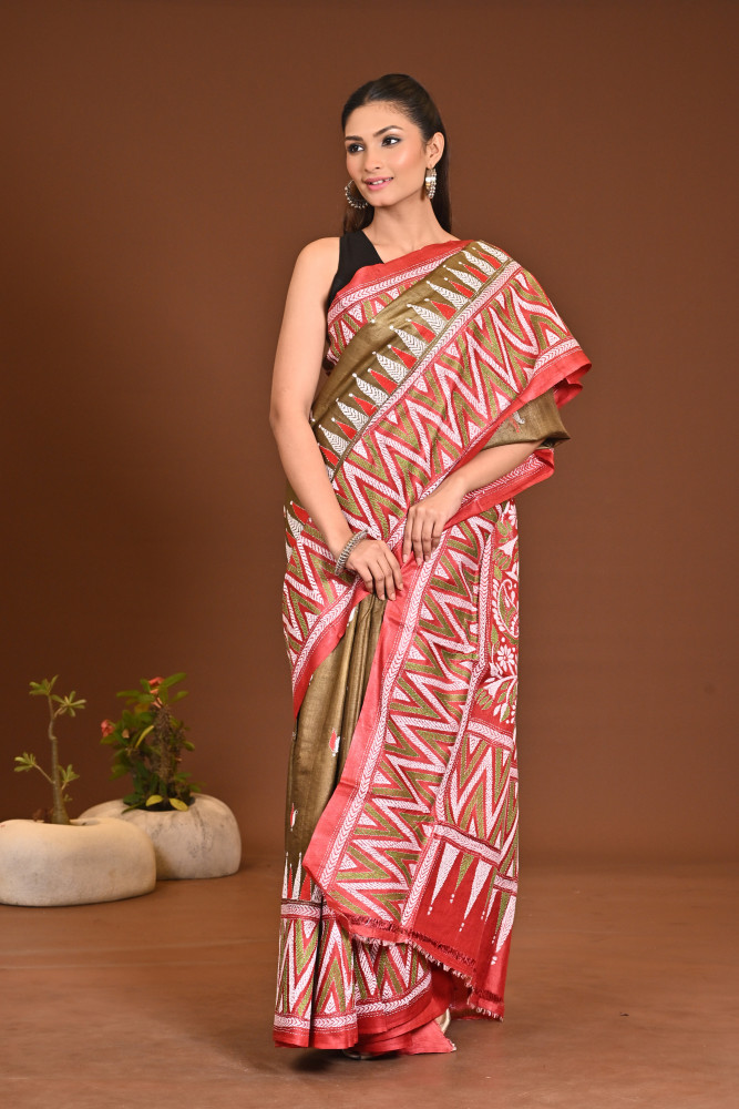 PURE SILK KANTHA SAREE