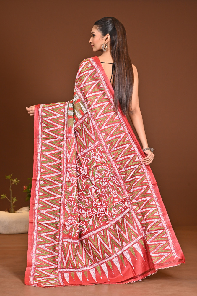 PURE SILK KANTHA SAREE