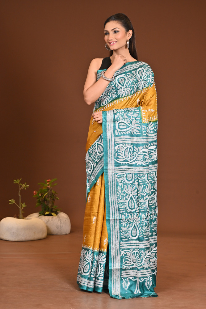 PURE SILK KANTHA SAREE