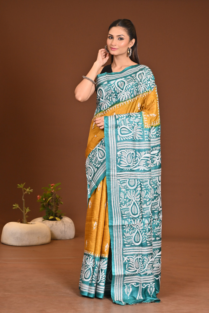 PURE SILK KANTHA SAREE
