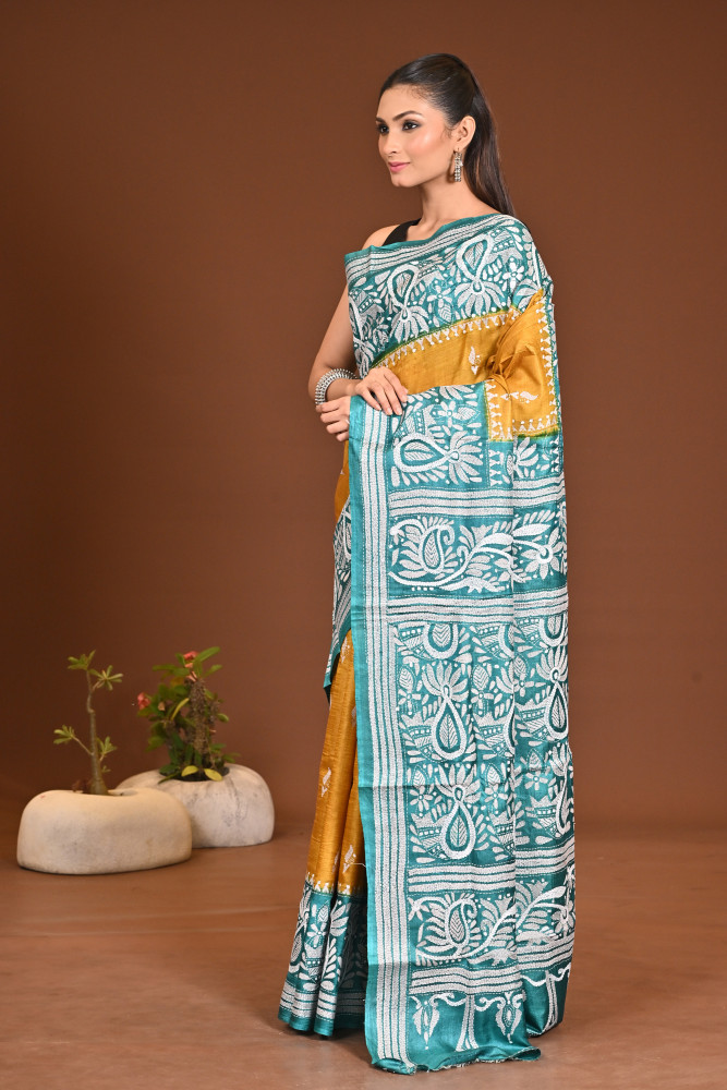 PURE SILK KANTHA SAREE