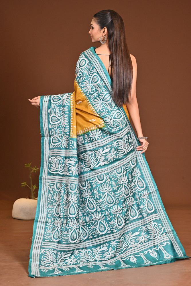 PURE SILK KANTHA SAREE