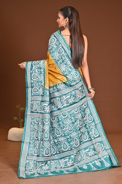 PURE SILK KANTHA SAREE