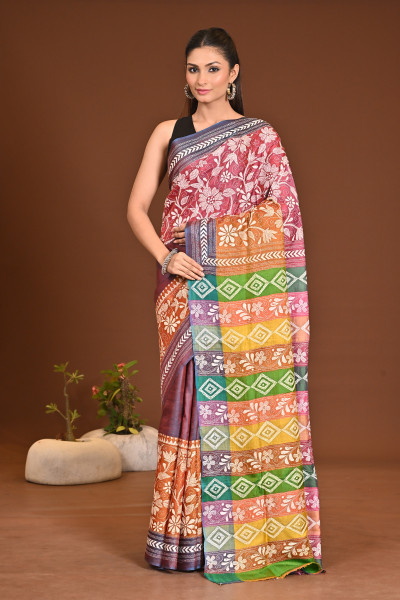 PURE SILK KANTHA SAREE