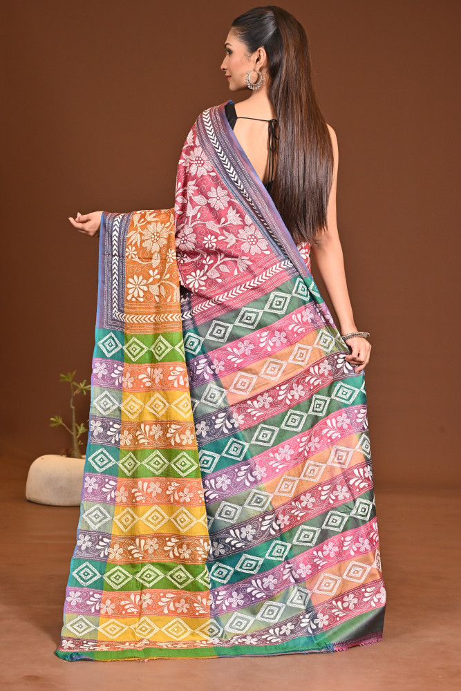 PURE SILK KANTHA SAREE