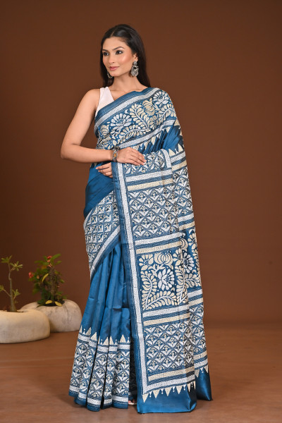 PURE SILK KANTHA SAREE