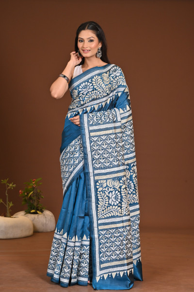 PURE SILK KANTHA SAREE