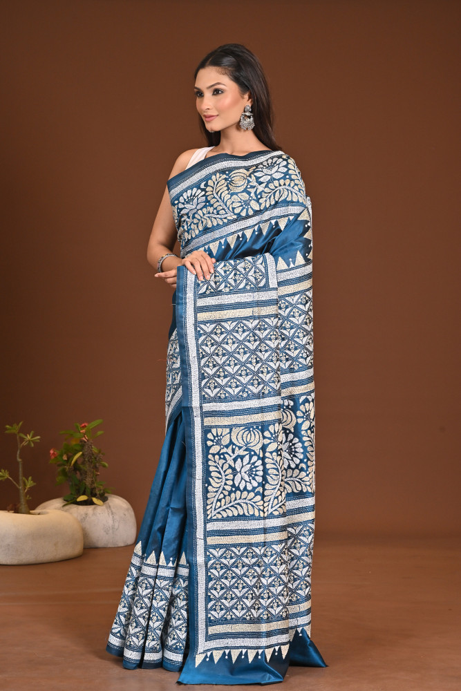 PURE SILK KANTHA SAREE