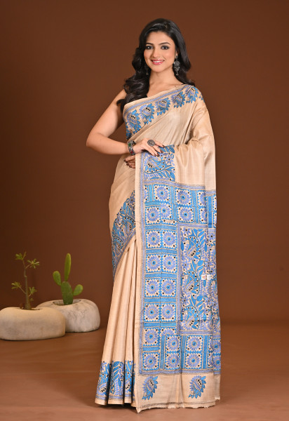 PURE SILK KANTHA SAREE