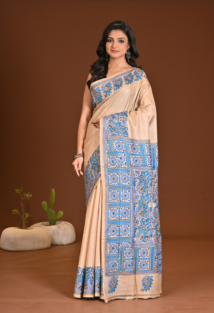 PURE SILK KANTHA SAREE