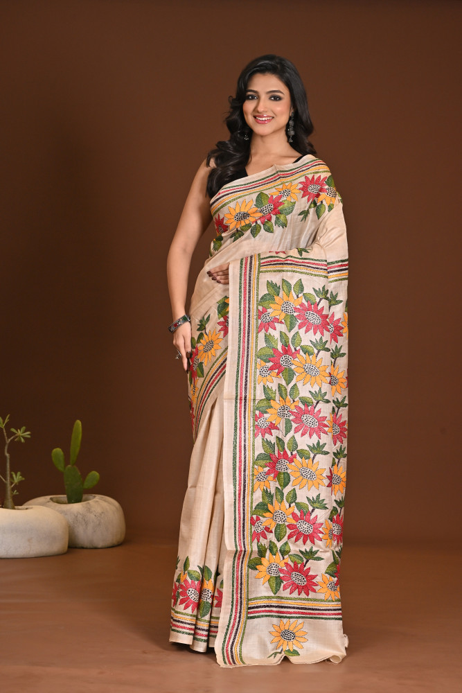 Image of PURE SILK KANTHA SAREE