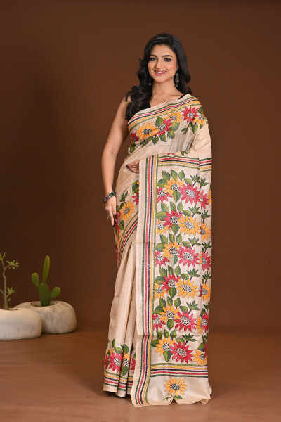 PURE SILK KANTHA SAREE