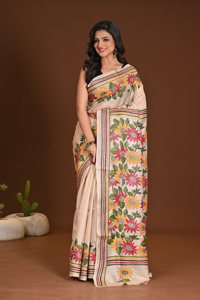 PURE SILK KANTHA SAREE