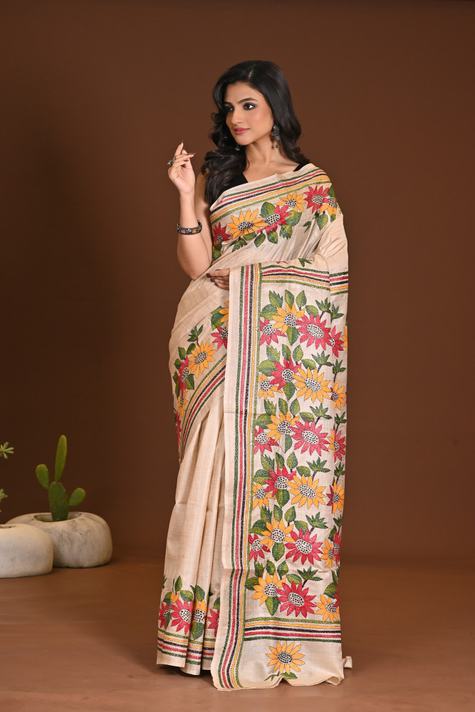 PURE SILK KANTHA SAREE