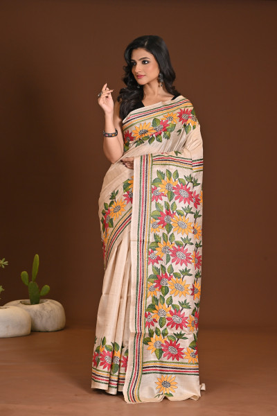 PURE SILK KANTHA SAREE