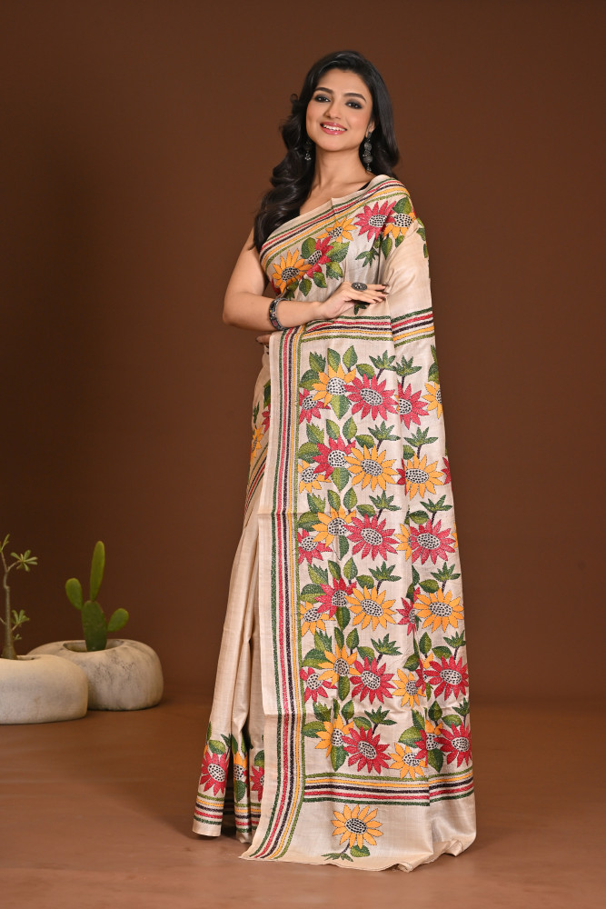 PURE SILK KANTHA SAREE