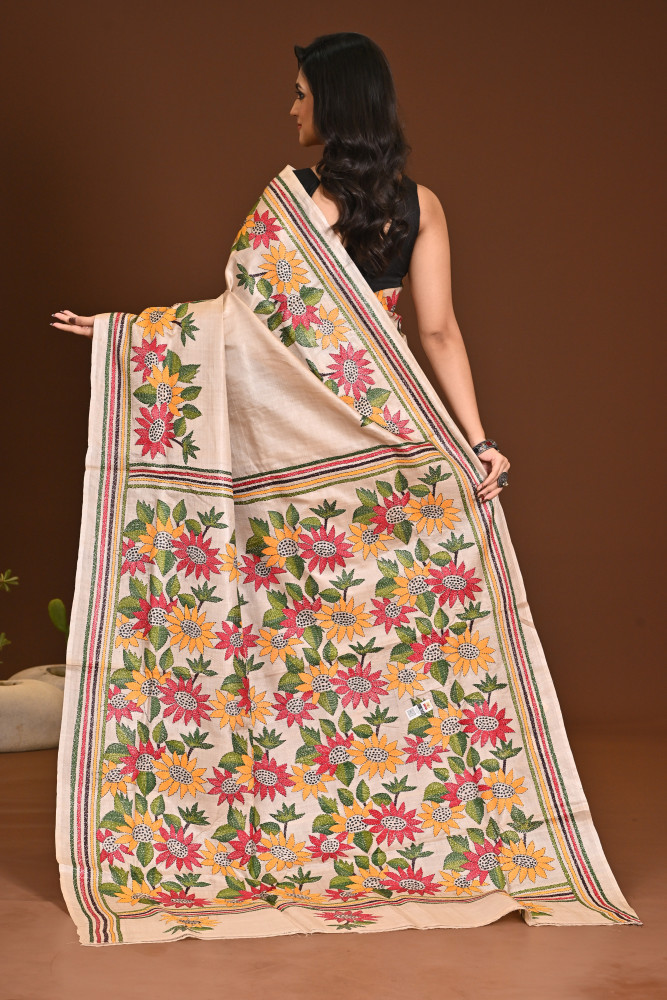 PURE SILK KANTHA SAREE