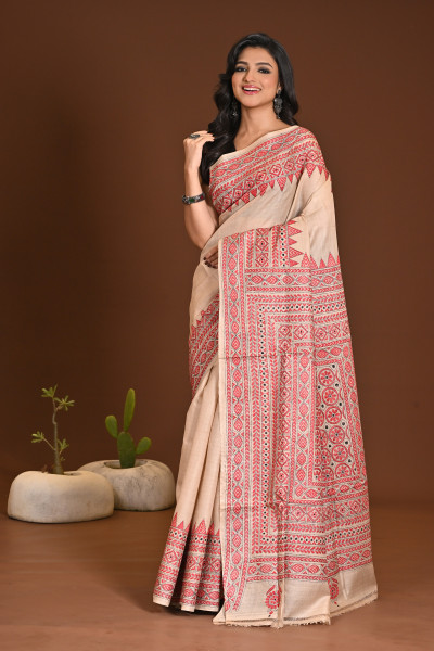 PURE SILK KANTHA SAREE