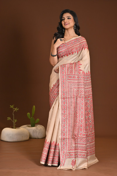 PURE SILK KANTHA SAREE