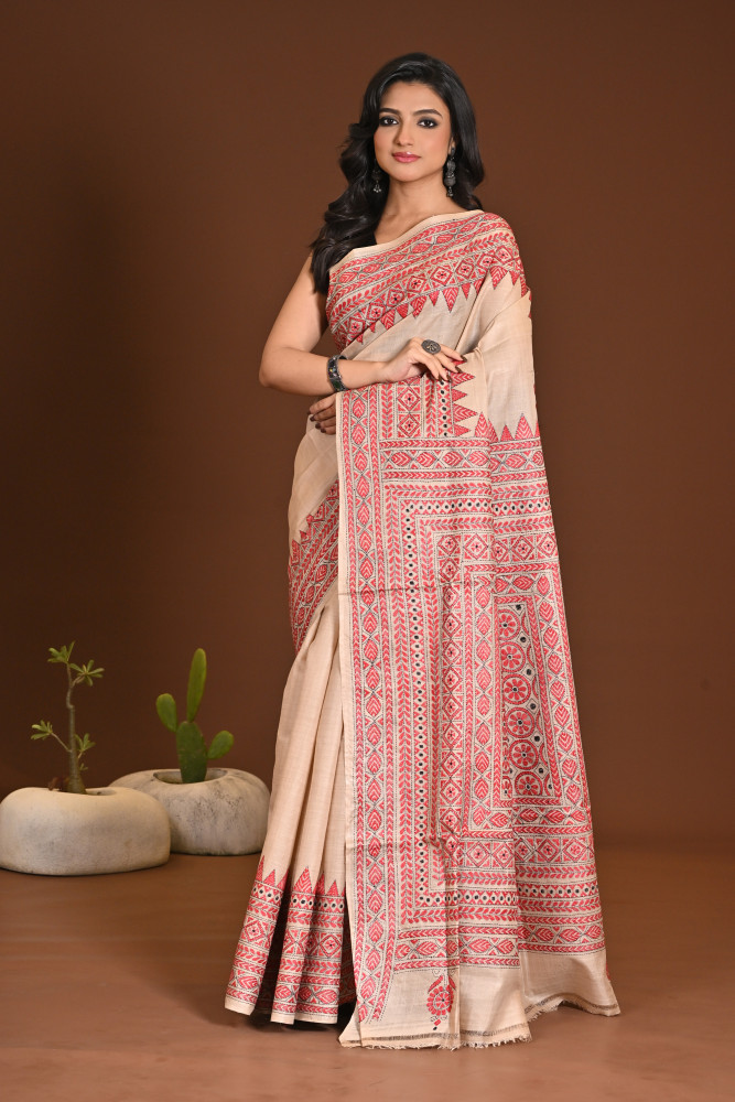 PURE SILK KANTHA SAREE